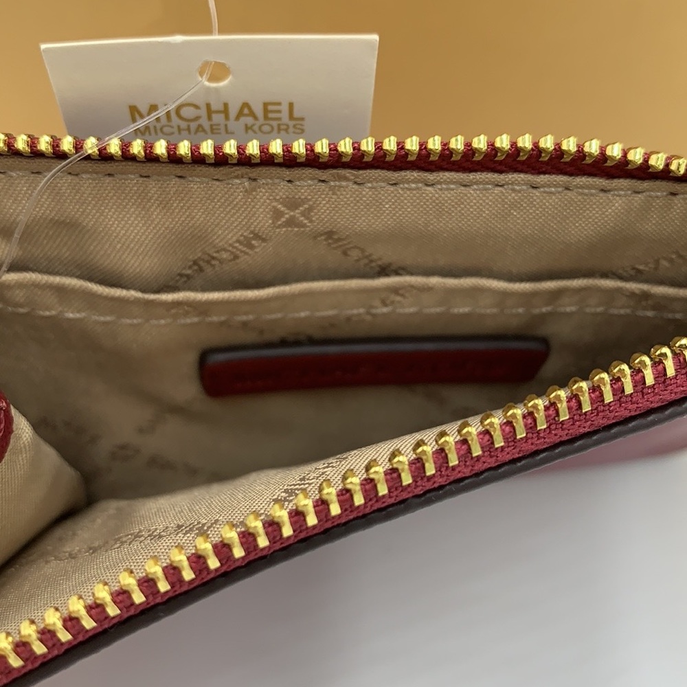 MICHAEL KORS LARGE EW CROSSBODY DARK CHERRY 🍒 & SM TOP ZIP COINPOUCH MULBERRY - Picture 14 of 16